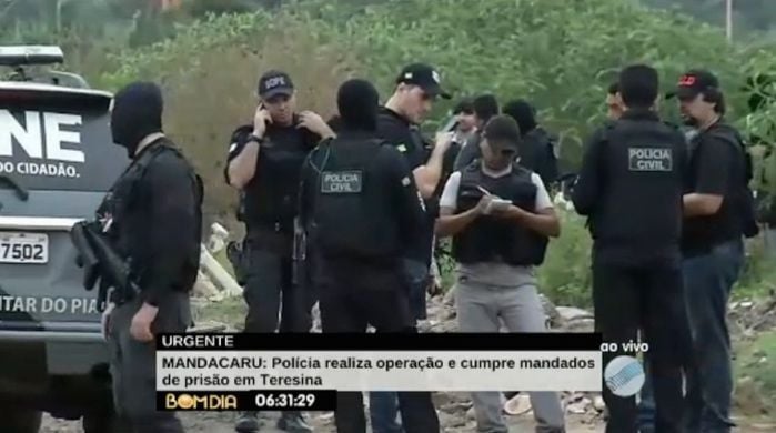 Polícias reunidas para operação (Crédito: Reprodução/TV Meio Norte)