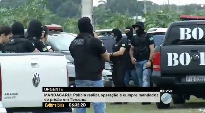 Polícias reunidas para operação (Crédito: Reprodução/TV Meio Norte)