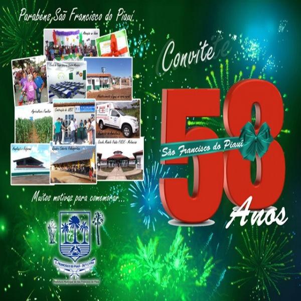 58 ANOS-Prefeitura divulga programação do aniversário de São Francisco do Piauí