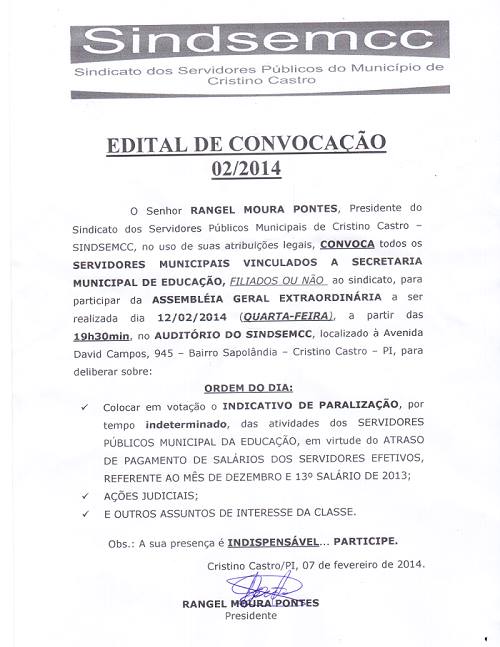 Sindsemcc Aponta uma Possível Greve e convoca todos os Servidores à uma reunião para votarem o Indicativo de paralisação por tempo indeterminado