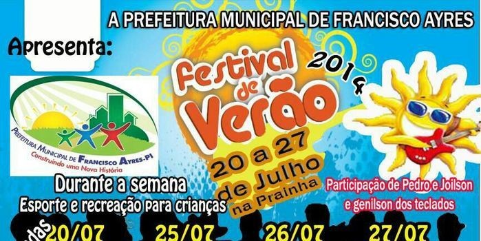 Prefeito e Vice-prefeito convida toda a população a participar do 1° Festival de Verão 2014