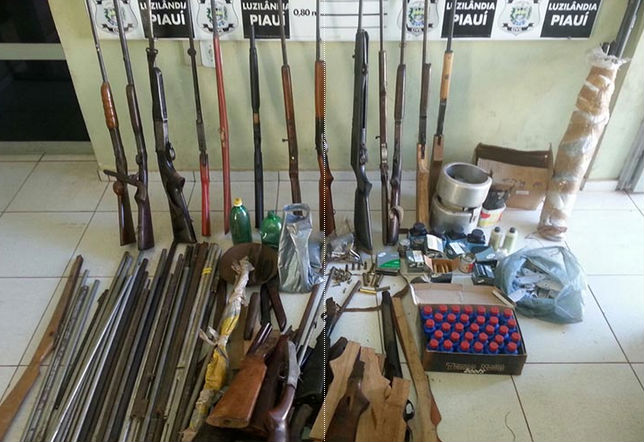 Armas apreendidas pela polícia em Esperantina (Crédito: Divulgação/ Polícia Civil)