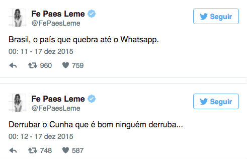 Twitter Fernanda Paes Leme (Crédito: Reprodução/Twitter)