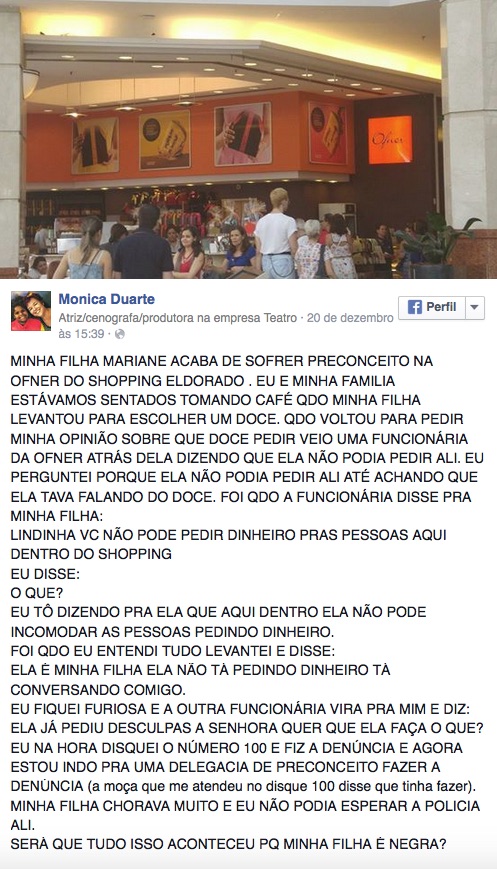 Desabafo da produtora no seu Facebook (Crédito: Reprodução)