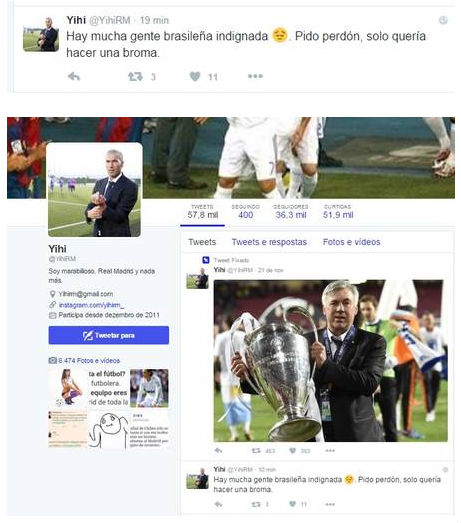 Perfil no twitter posta foto racista (Crédito: Reprodução / Racista)