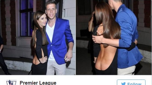 Goleiro com a fã e seu vestido inusitado (Crédito: Reprodução)