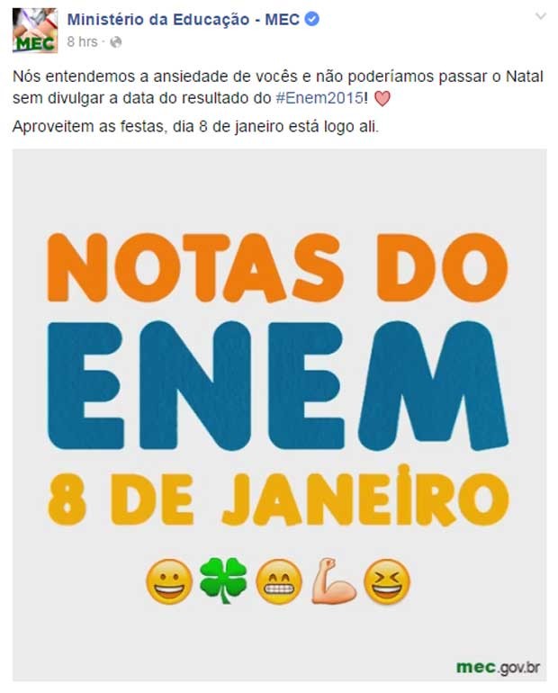 Post MEC em rede social (Crédito: Reprodução / Facebook)