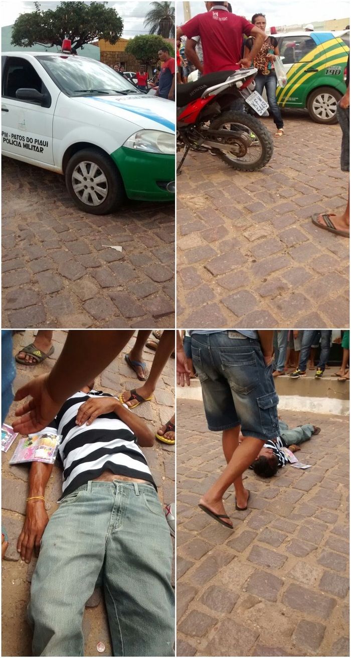 Com os tiros houve confusão e um homem caiu da calçada (Crédito: cidadesnanet)