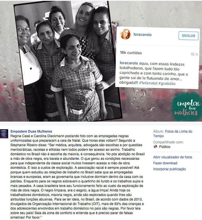 Post Empodere Duas Mulheres (Crédito: Reprodução / facebook)