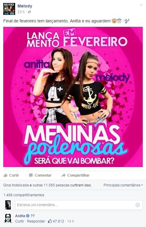 Anitta desmente publicação de Melody (Crédito: Reprodução)
