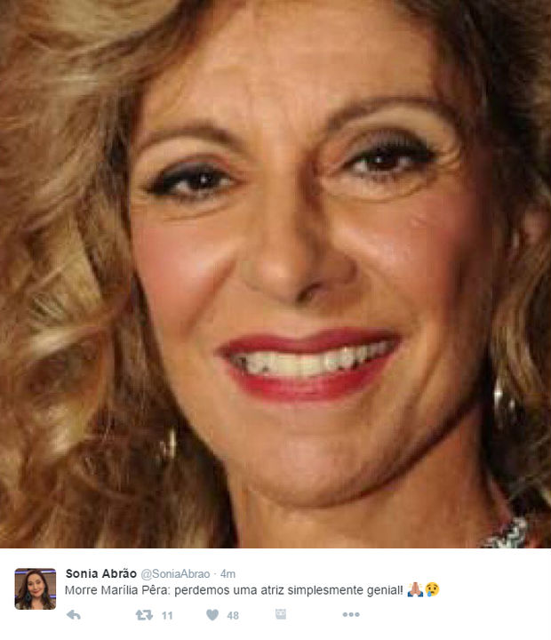 Famosos lamentam morte de Marília Pêra: "tristeza no coração"
