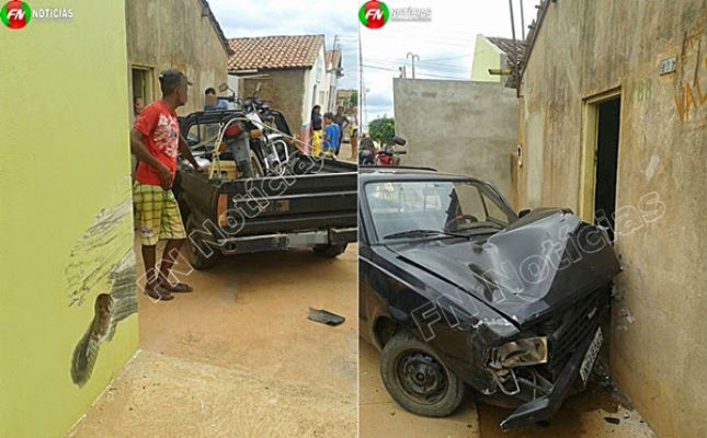 Carro atinge duas casas após colisão com caminhão em Queimada Nova