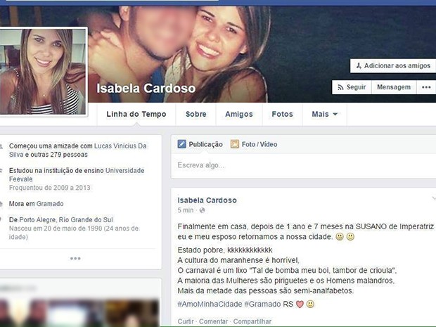 "Estado pobre e cultura horrível", diz gaúcha sobre Maranhão em post na web