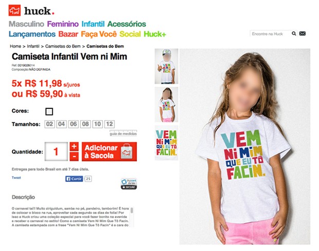 Frase em camiseta infantil da marca de Luciano Huck gera revolta na internet