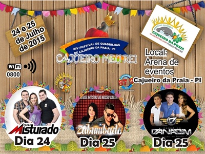 Prefeitura de Cajueiro realiza o XIV festival de quadrilhas "Cajueiro Meu Rei" 24 e 25 de Julho