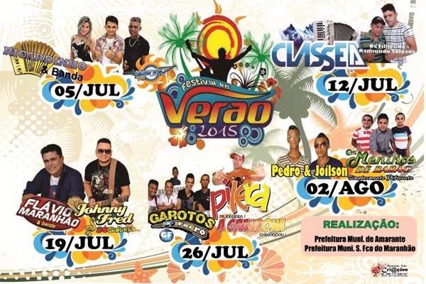 2º domingo ( 12/07 ), do “Festival de Verão” – 2015 confira ás atrações!