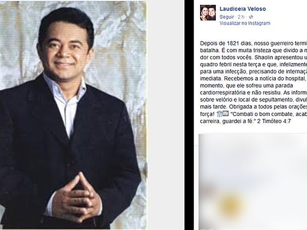 Post facebook esposa Shaolin (Crédito: Reprodução)