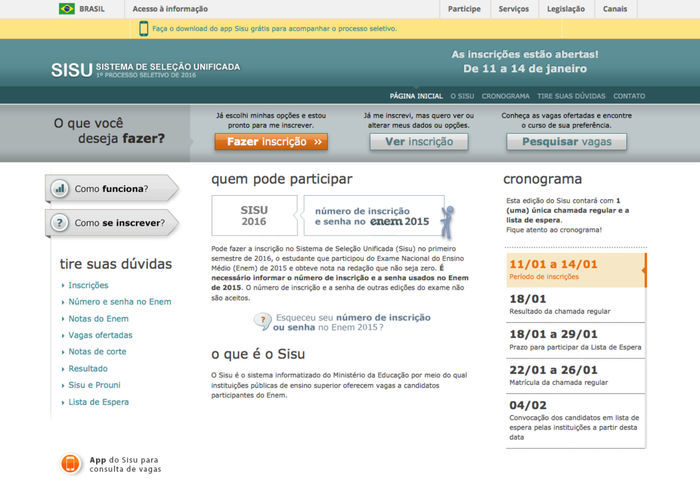 Reprodução site do Enem (Crédito: Reprodução)