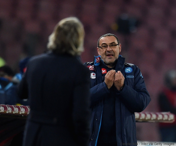 Maurizio Sarri e Roberto Mancini discutiram na semifinal da Copa da Itália