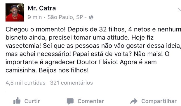 Facebook Mc Catra (Crédito: Reprodução / Facebook)