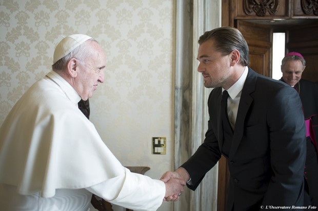 Leonardo DiCaprio e Papa Francisco (Crédito: Reprodução)