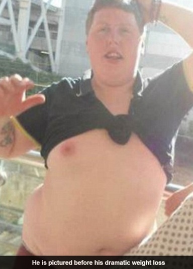 Jovem obeso perde 44 kg após foto cair ser piada nas redes sociais (Crédito: Divulgação)