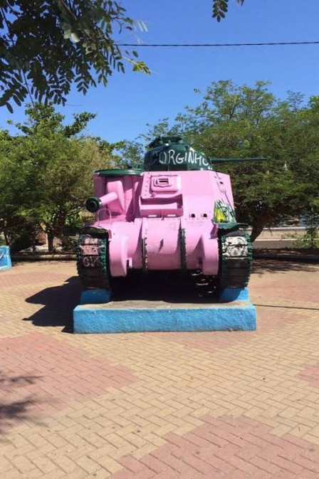 Tanque rosa após ato de gerente (Crédito: Reprodução)