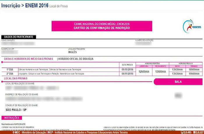 Divulgados os locais de prova do Enem 2016