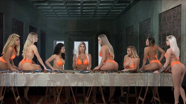 Candidatas ao Miss Bumbum reproduzem quadro da Santa Ceia (Crédito: Reprodução)