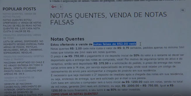 Quadrilhas de classe média vendem dinheiro falso pela internet (Crédito: Reprodução)