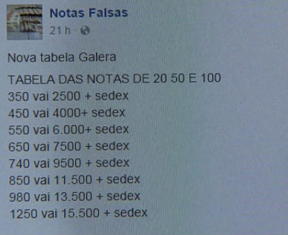 Quadrilhas de classe média vendem dinheiro falso pela internet (Crédito: Reprodução)