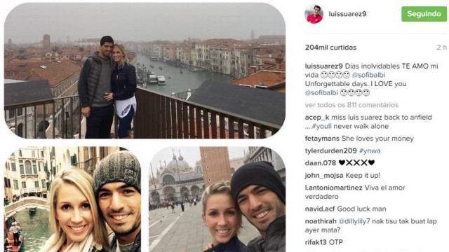 Suárez e a esposa (Crédito: Reprodução)