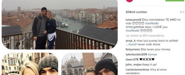 Suárez curte viagem romântica com a mulher durante folga do Barça