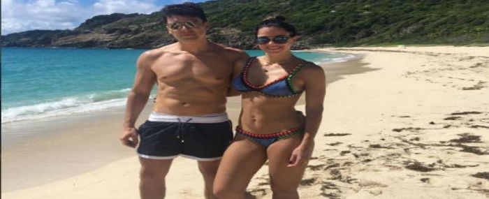 Rodrigo Faro exibe boa forma ao lado da esposa no Caribe