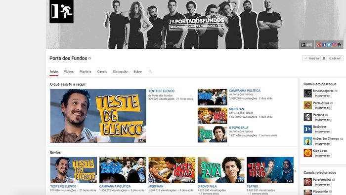 Porta dos Fundos foi ultrapassado (Crédito: Youtube)