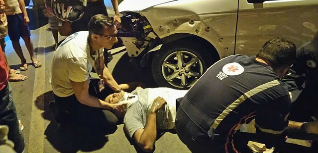 Motociclista foi socorrido por equipes do Samu (Crédito: Blog do Pessoa)