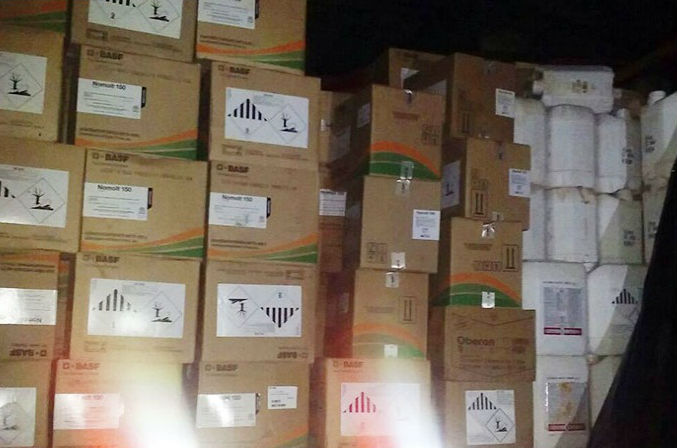 Carga de defensivos agrícolas, avaliada em R$ 3,5 milhões (Crédito: Divulgação)