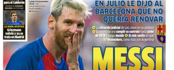 Jornal afirma que Messi não pretende renovar com o Barcelona