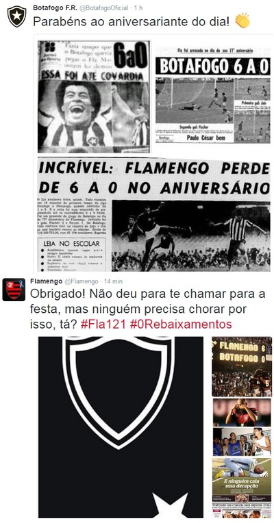 Provocações entre os clubes (Crédito: Reprodução)