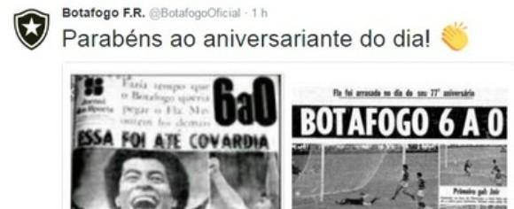 Botafogo provoca Flamengo com "homenagem" no dia do aniversário