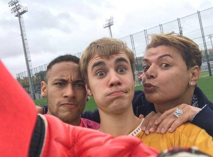 Neymar, Justin Bieber e David Brazil (Crédito: Reprodução/ Instagram)