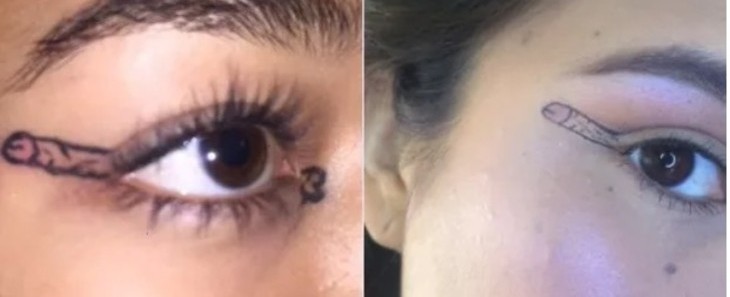 Nova tendência de maquiagem com desenho de pênis nos olhos
