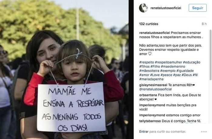 Renata publicou a imagem na sua rede social (Crédito: Instagram)