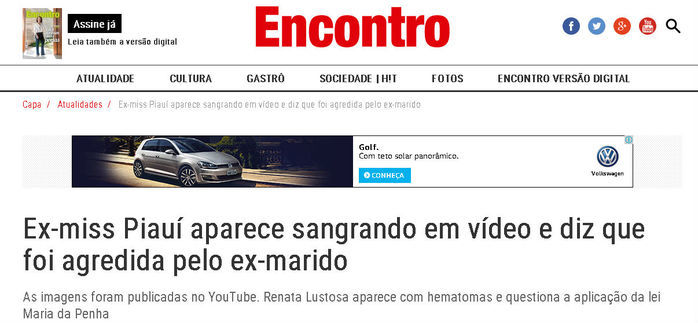 Matédria publicada pelo site da Revista Encontro (Crédito: Reprodução)
