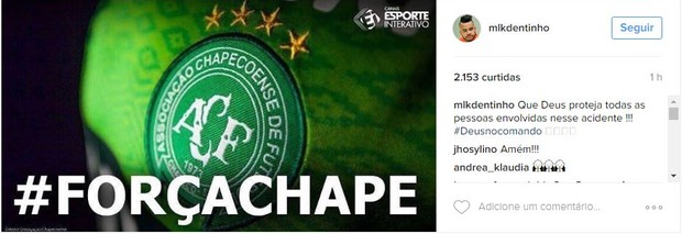 Famosos lamentam queda de avião com equipe da Chapecoense