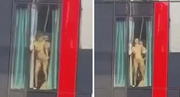 Casal faz sexo na janela de um hotel em Londres (Crédito: Reprodução)