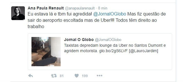 Ana Paula Renault diz ter sido agredida por taxistas em aeroporto (Crédito: AgNews)