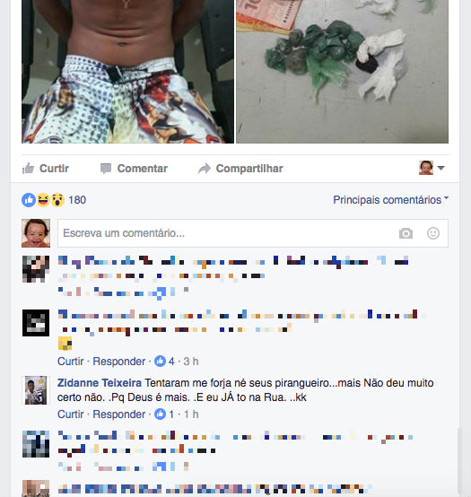 Comentário do acusado no Facebook (Crédito: Reprodução)