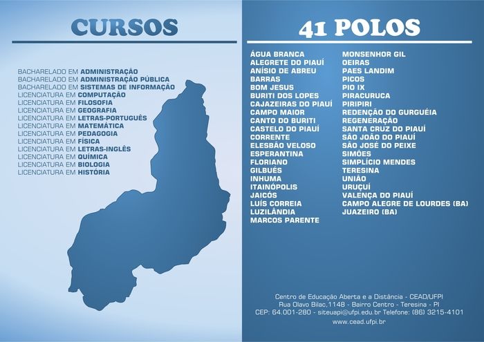 Cursos disponíveis e polos