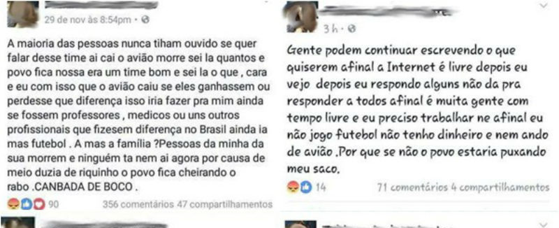Mulher faz post sobre tragédia com chapecoense e gera revolta